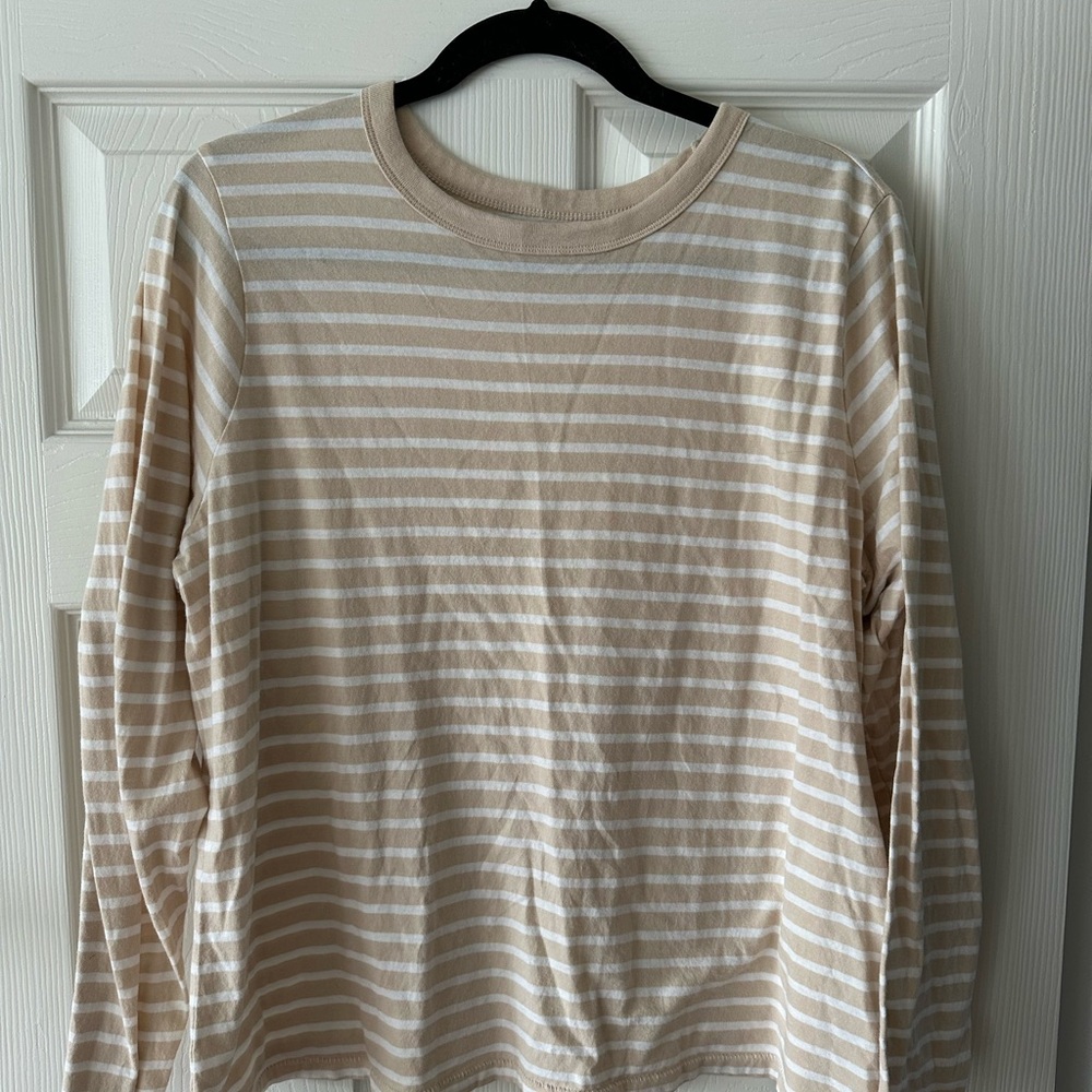 Old Navy Tan and White Striped Top